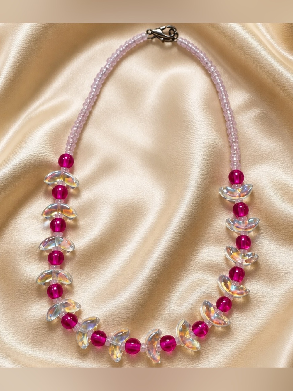 Vintage Pink Beaded Necklace